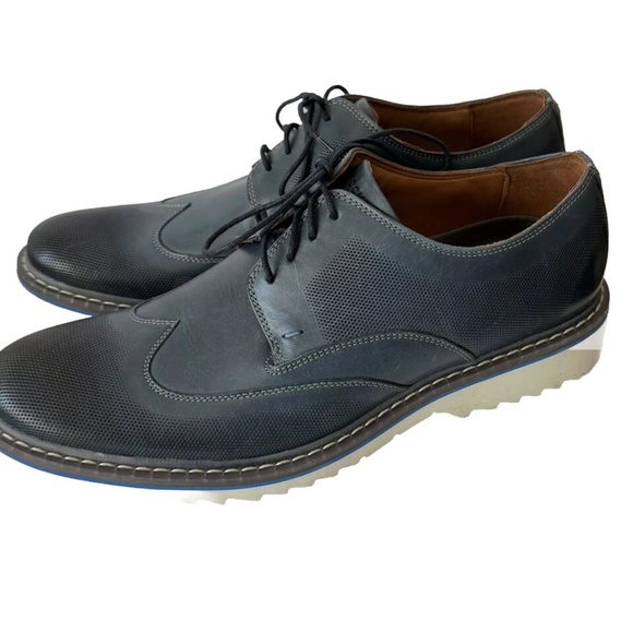 Rockport 12M Jaxson Wing Tip Oxford Blue Leather Lightweight Shock Dress Shoes main image 4